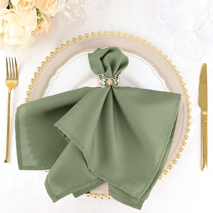 Tableclothsfactory Premium Pack of 5 Eucalyptus Sage Green Premium 17" x 17" Washable Polyester Napkins Great for Wedding Party Restaurant Dinner Parties by TABLECLOTHSFACTORY