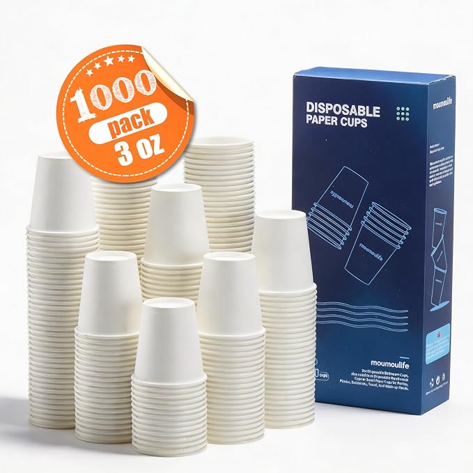 MOUMOULIFE Disposable Paper Coffee Cups 3 oz 1000 Count, Bathroom Cups, Small White Mouthwash Cups, Ideal for Parties, Bathroom Use, Picnics and Travel - Image 2