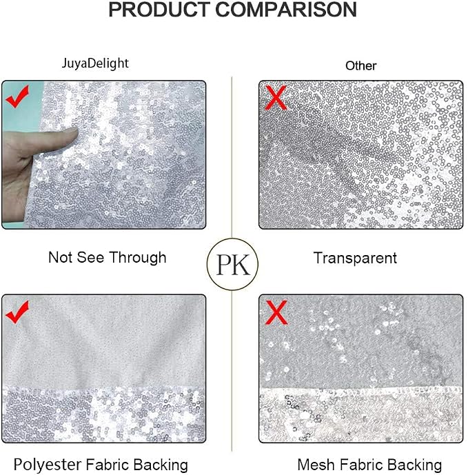 Silver Sequin Backdrop Curtains, Silver Backdrop 6ftx6ft Glitter Photo Backdrop Curtain for Party Decoration Thickened Sparkle Photoshoot Background NO See-Through - Image 6