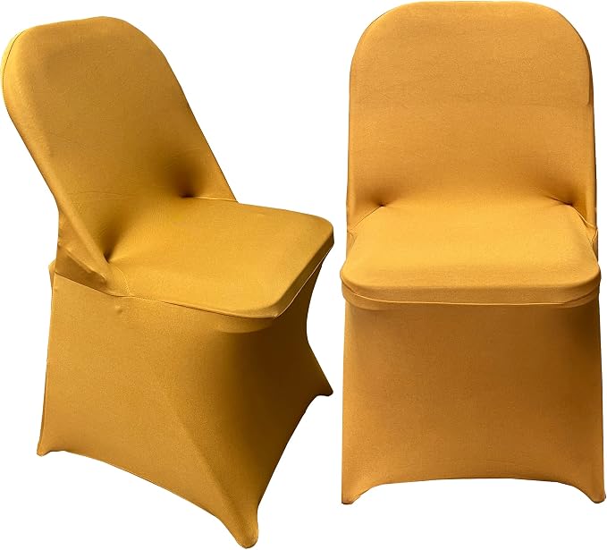 HAINARverS Stretch Spandex Folding Chair Covers, Gold, 30 PCS | Universal Fitted Chair Cover Protector for Wedding,Party, Banquet, Holidays, Celebration, Decoration - Image 4