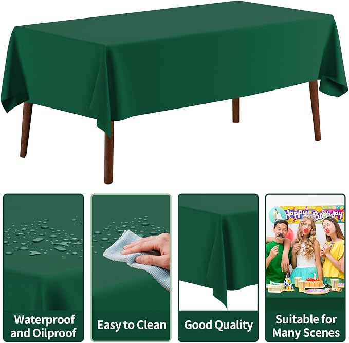 CXPSINC 54 Inch X 100 Feet Plastic Table Cover Roll Disposable Tablecloth with Slide Cutter for All Type/Shape Tables | Party, Banquet, Birthdays, Weddings(Green, 100 Feet) - Image 3