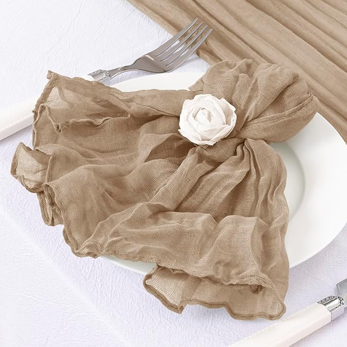 DeZerlor Nude Cheesecloth Napkins Fall Cloth Napkins Set of 50 for Party | Reusable Cloth Napkins Bulk, for Wedding Bridal Baby Shower Dinner Cocktail Birthday Home, 21x21 Inches - Image 6