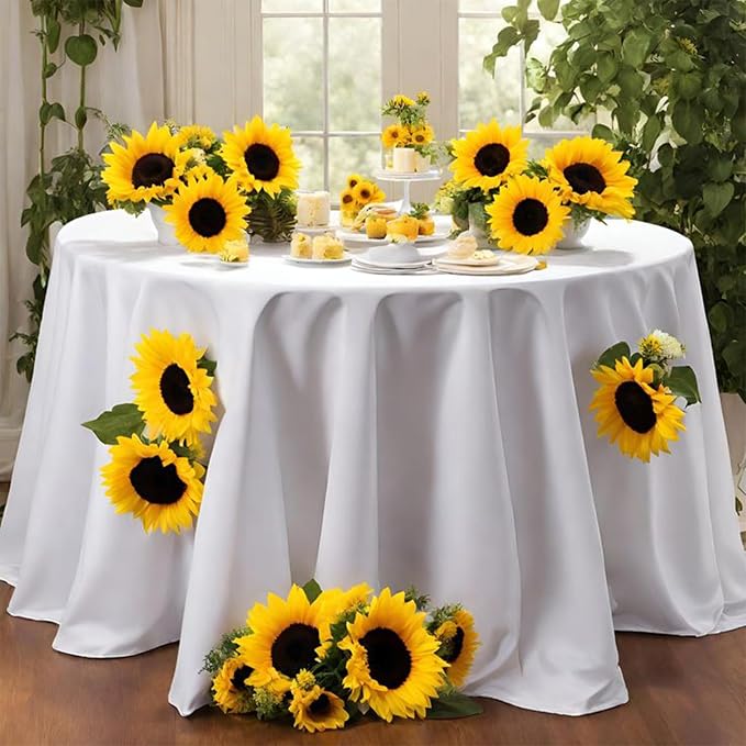 White Round Tablecloth 90 Inch Polyester Table Cover, 1 Pack | High-Opacity Soft Polyester, Wrinkle Free, Spillproof Circle Table Cover for Wedding, Banquet, Buffet, Party, Event - Image 8