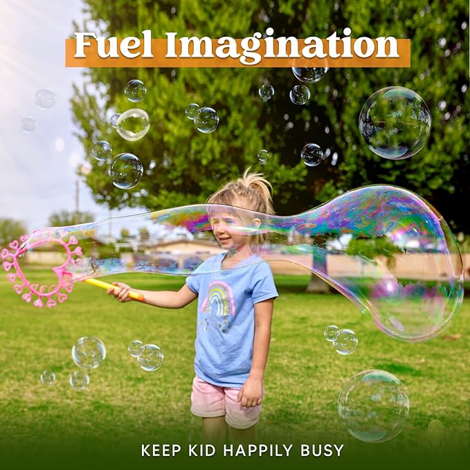 JOYIN Big Bubble Wands Set Bulk for Kids Summer Outdoor Toy Game Activity Party Favors, 18 Pcs Giant Bubble Maker with Tray, 12" Large, 6 Pcs Solution Suitable for All Age People