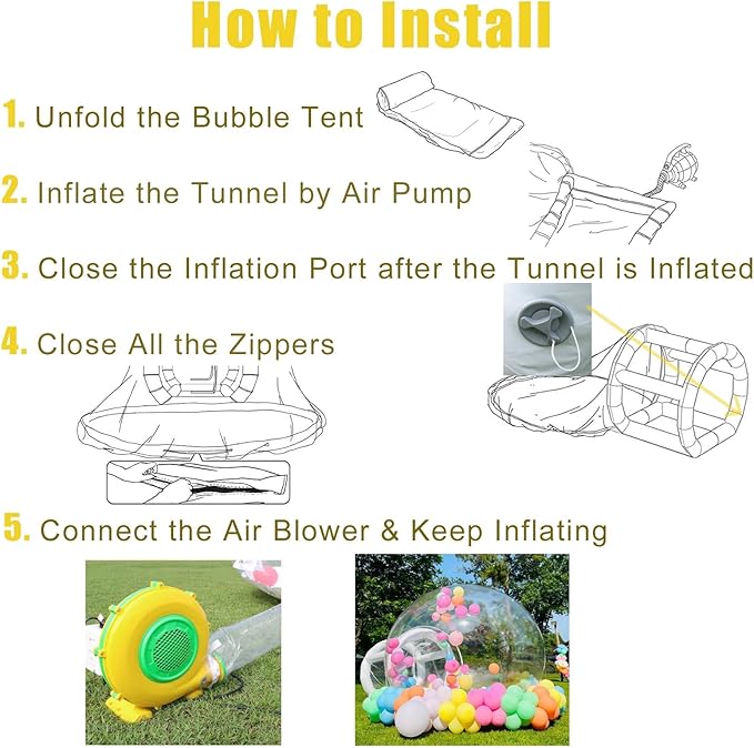 10FT Clear Bubble Tent, Inflatable Transparent Balloon Dome Tent with Blower & Air Pump, Waterproof Garden Party Tent for Outdoor Events, Exhibitions, Wedding, Birthday