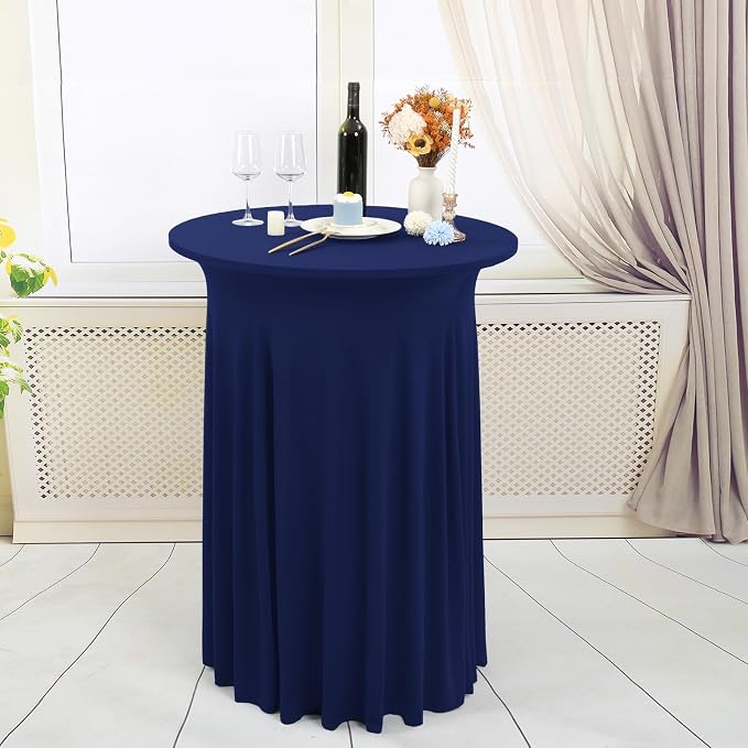2 Pack Cocktail Stretch Table Skirt, Navy Blue, 32 x 43 inch - Image 2