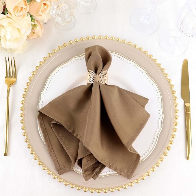 Tableclothsfactory Premium Pack of 25 Taupe Premium 17" x 17" Washable Polyester Napkins Great for Wedding Party Restaurant Dinner Parties for Party & Decorations - Image 6