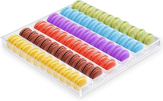 Acrylic Macaron Display Tray Cookie Display Stand with 6 Slots Removable Partition Bakery Display Trays for Wedding Home Party
