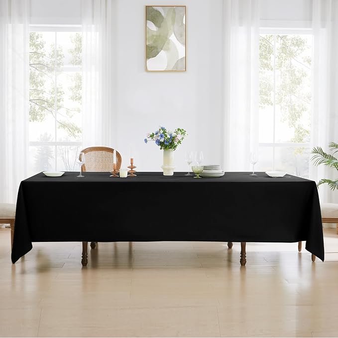6 Pack Black Rectangle Tablecloths 90x132 Inch for 6ft Tables | Washable Decorative Linen Polyester Table Cover for Dining Tables, Banquets Buffets Parties and Weddings - Image 6