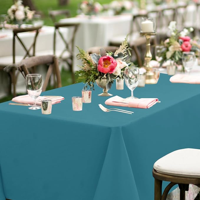sancua Teal Tablecloths Rectangle, 8 Pack Table Cloth for 8 Foot Tables | 60x120 Inch, Washable Polyester Fabric Rectangular Table Cover for Wedding, Birthday Party, Banquet Reception - Image 4