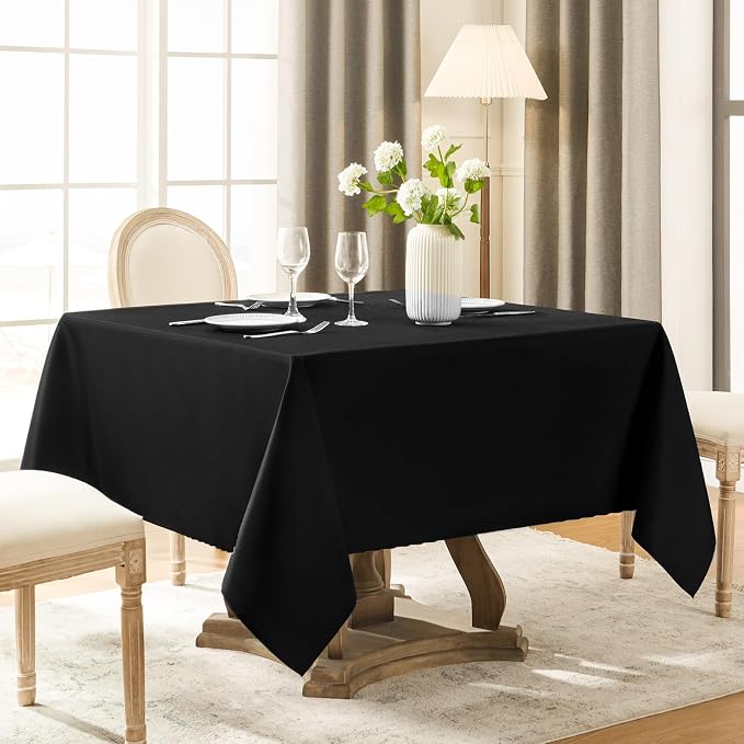 2 Pack Black Square Tablecloths 52x52 Inch for Dining Tables | Washable Decorative Linen Polyester Table Cover for Banquets Buffets Parties and Weddings - Image 4