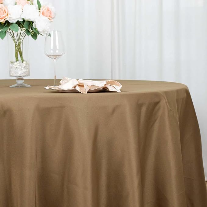 Tableclothsfactory 5PCS | 120" Wholesale Round Tablecloth Polyester Round Table Linens for Wedding Party Banquet Restaurant - Taupe for Party & Decorations - Image 2