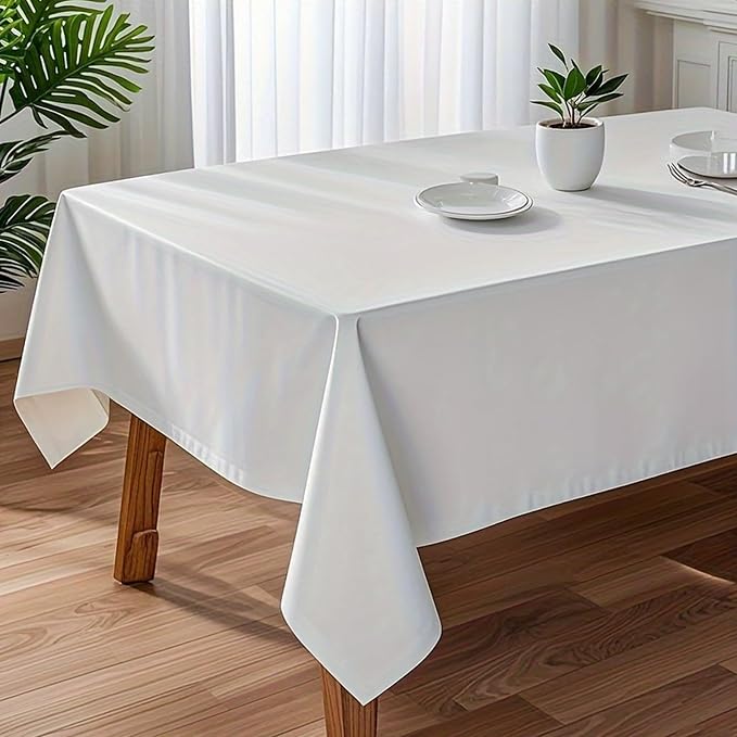 2 pack White Table Cloth Rectangle,60x102 inch Table Cloths for 6 FT Table | Washable and Reusable Table Cloths ,Polyester Fabric Table Cover for Party,Wedding,Buffet - Image 7
