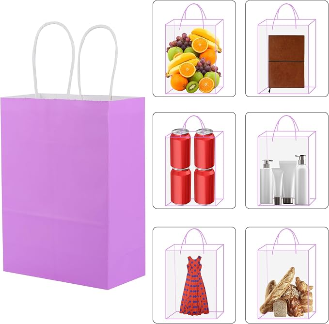 XPCARE 200Pcs Paper Gift Bags 6.3x3.15x8.66'' Kraft Paper Party Favor Bags | Bulk Rainbow Goodie Bags Small Gift Bags with Handles for Kids Birthday Baby Shower Crafts Wedding Party Supplies - Image 9
