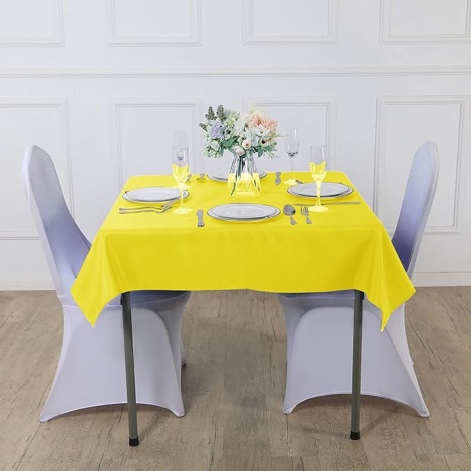 Cupuamon Square Tablecloth 52x52 inch Washable Polyester Fabric Table Cloth for Wedding Party Dining Banquet Decoration（52x52,Yellow） - Image 6