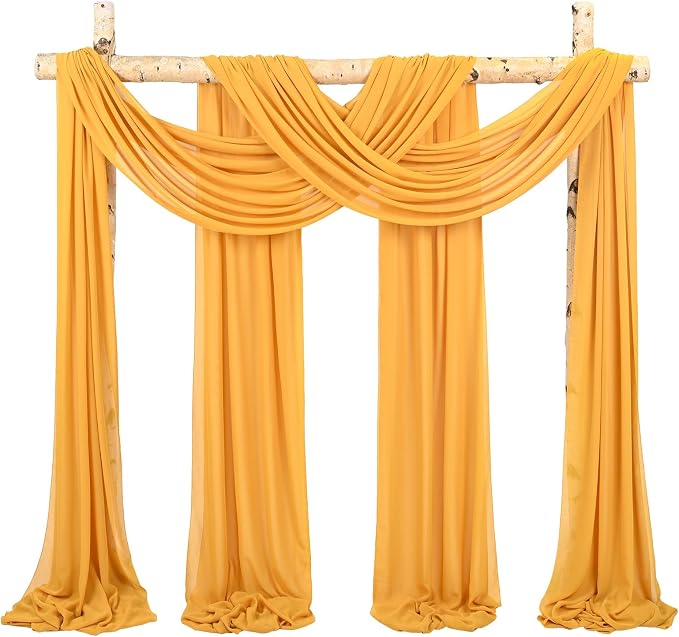 Showgeous Wedding Arch Draping Fabric Gold Chiffon Fabric Drapes by Showgeous