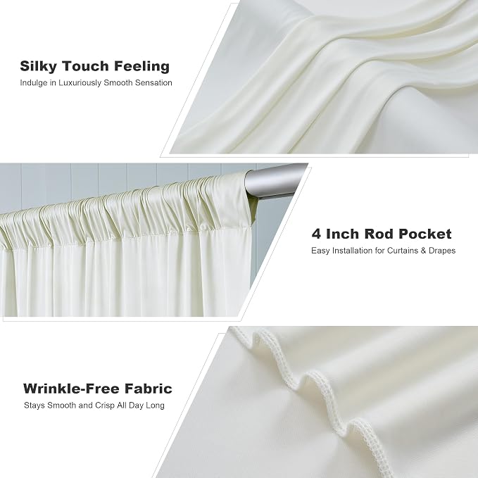 40x10ft Ivory Backdrop Curtains for Parties, 8 Panels 5x10ft Wrinkle-Free Polyester Background Curtains for Wedding, Birthday, Baby Shower,Graduation, Decorations - Image 3