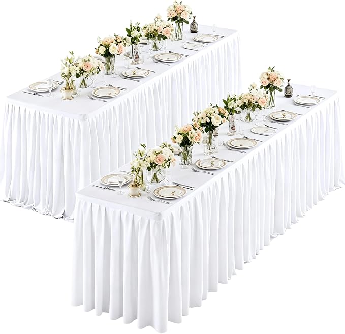 Shillance 2 Pack White Table Clothes for 4 Foot Rectangle Tables, Premium Polyester Rectangle Tablecloth Wrinkle Resistant Washable Table Cover for Wedding, Party, Dining,Banquet,Buffet Tables by Shillance