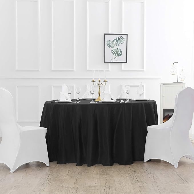Cupuamon 90 inch Round Tablecloth Washable Polyester Table Cloth Decorative Table Cover for Wedding Party Dining Banquet（90 inch,Black） - Image 6