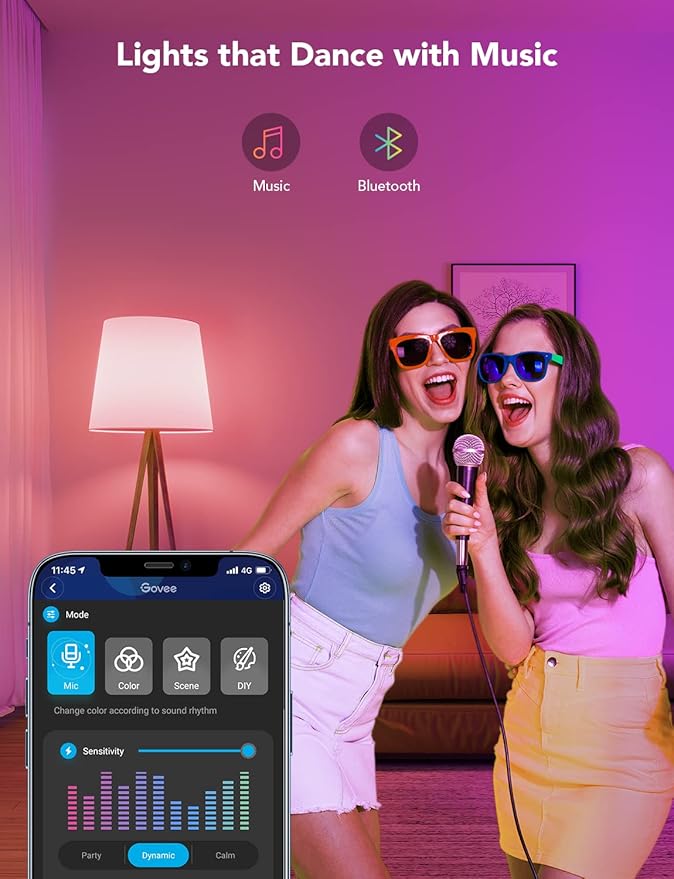 Govee Smart Light Bulbs, WiFi & Bluetooth Color Changing Light Bulbs, Music Sync, 16 Million DIY Colors RGBWW Color Lights Bulb, Work with Alexa, Google Assistant Home App, 800 Lumen, 6 Pack