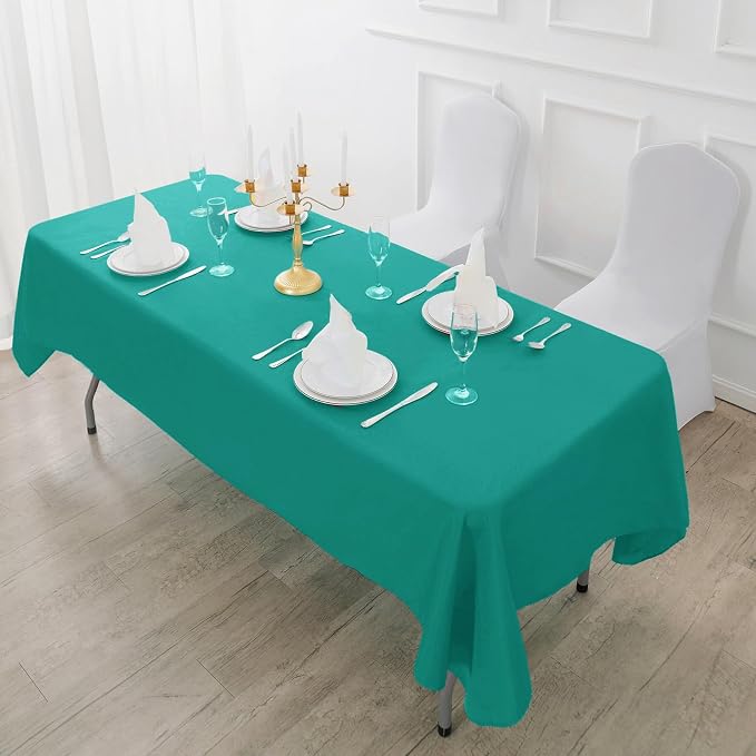 Fokitut 2 Pack Waterproof Rectangle Tablecloth, 90x156 Inch,Stain Resistant and Wrinkle Polyester Table Cloth, Fabric Table Cover for Kitchen Dining, Wedding, Party, Holiday Dinner-Turquoise - Image 5