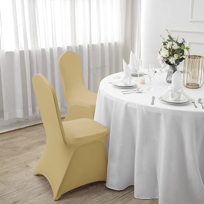 SuperO Waterproof Spandex Chair Cover 25PCS, Stretch Dining Chair Covers, Polyester Outdoor Chair Covers, Protector Stretch Chair Cover for Party Universal, Banquet, Wedding Event, Hotel(Champagne) - Image 7