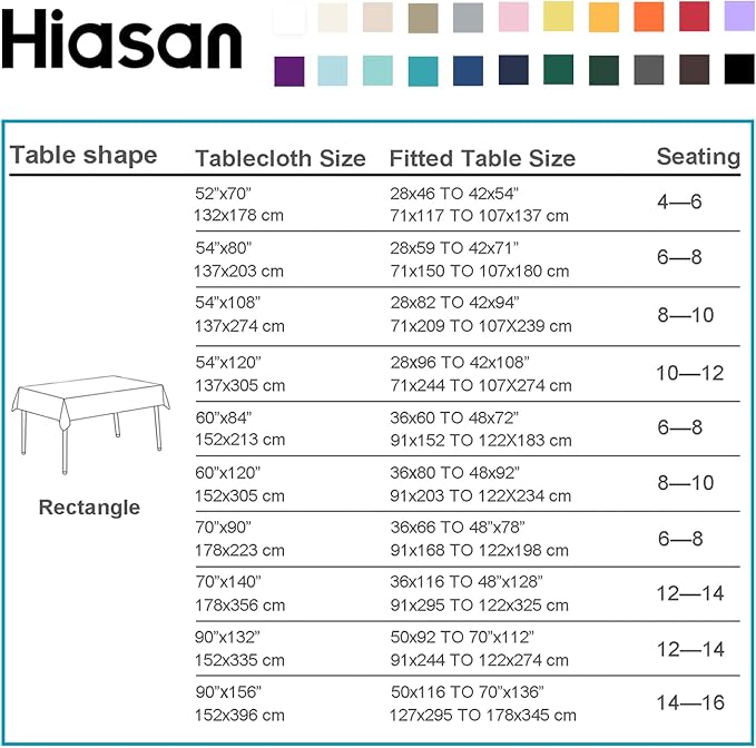 Hiasan Ivory Tablecloth for Rectangle Tables, 54 x 120 Inch, 1 Pack | Waterproof, Spillproof, Wrinkle Resistant, Washable Polyester Table Cloth for Dining/Party/Banquet/Gathering/Outdoor Use - Image 5
