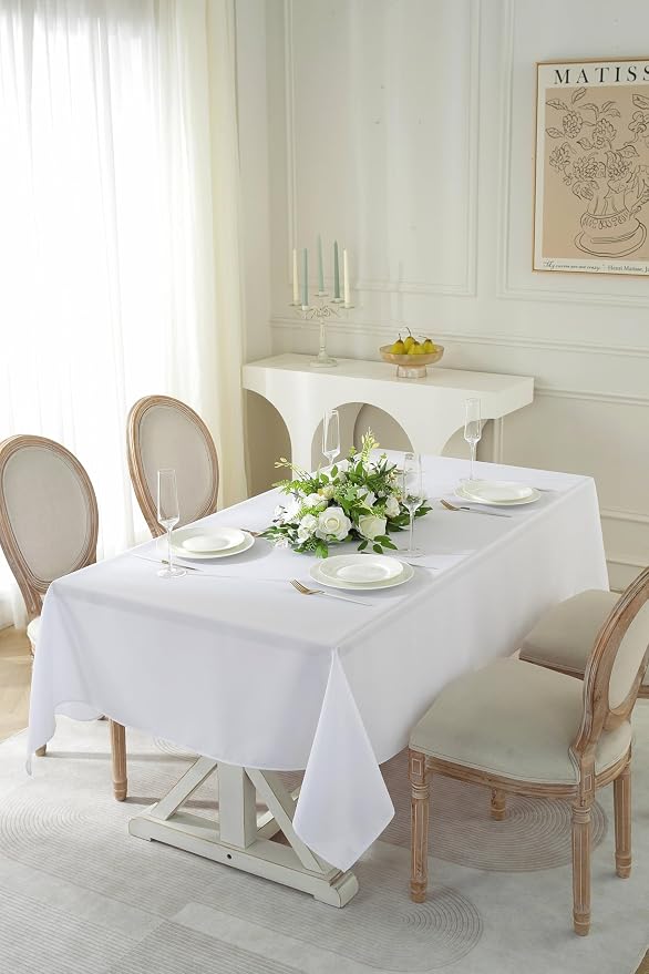 10 Pack Rectangle Tablecloth, 60 x 84 Inch White Tablecloth, 4ft Rectangle Table Cloth, Polyester Fabric Washable Tablecloth for Home, Party, Wedding or Restaurant Use. - Image 4