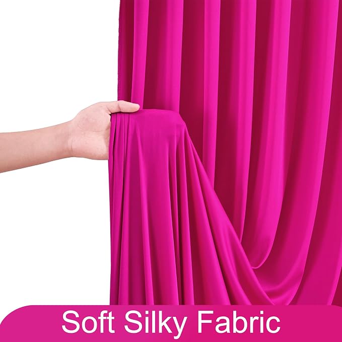 10ft x 7ft Hot Pink Backdrop Curtain for Parties Fuchsia Wrinkle Free Backdrop Drapes Panels for Baby Shower Birthday Photo Photography Polyester Fabric Background Decoration - Image 6