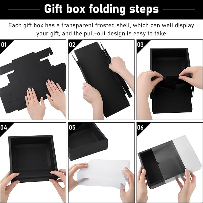 Roowest 50 Sets Kraft Homemade Gift Box Bundle with Blank Tags and Jute String (101 Items) for Jewelry Candy Wrapping Party Favor(6.5 x 6.5 x 2 Inch,Black) - Image 4