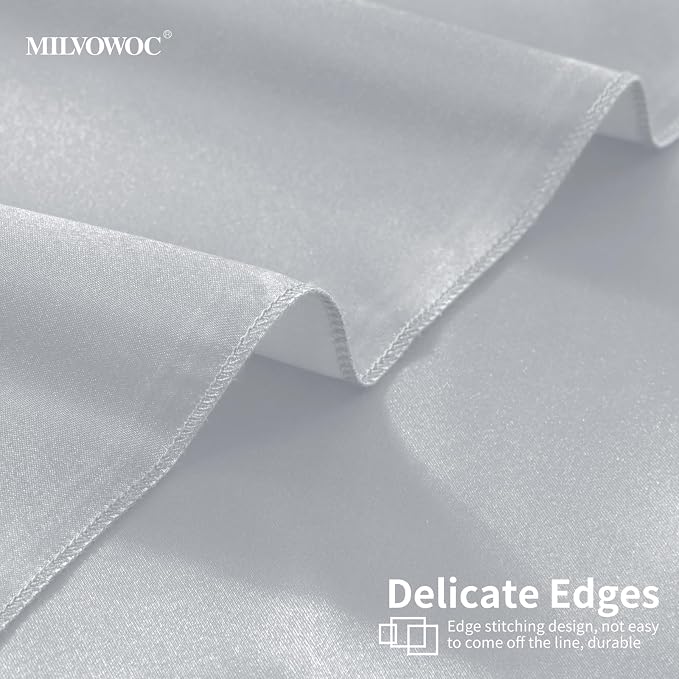 MILVOWOC Square Silver Satin Napkins, 20 x 20 Inch, 72 Pack | Soft Silk, Smooth Decorative, Washable & Reusable, For Weddings Dinner Restaurant Party - Image 6