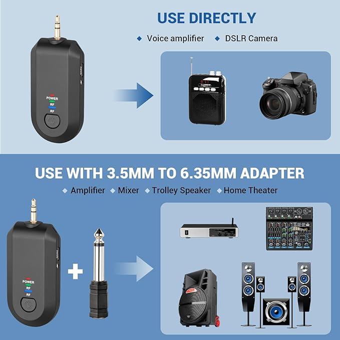 Depusheng 2.4G Wireless Microphone Headset,Lavalier and Handheld Mic 160ft Range,with 1/8''&1/4'' Plug for PA System,Voice Amplifier (lavalier Microphone)