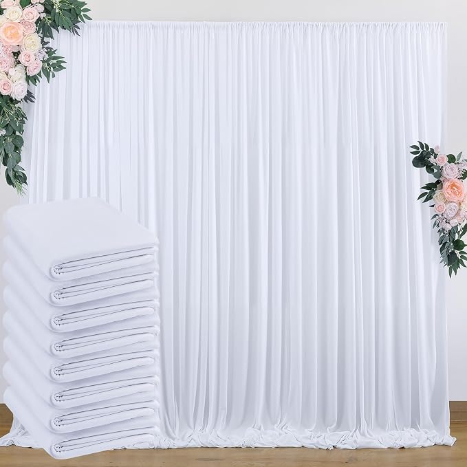 40 ft x 10 ft Wrinkle Free White Backdrop Curtain for Wedding Parties, Polyester Photo Backdrop Drapes for Baby Shower Birthday Party Backdrop Stand, Bulk Thick Background Curtains, 5x10FT 8 Panels by Outpain