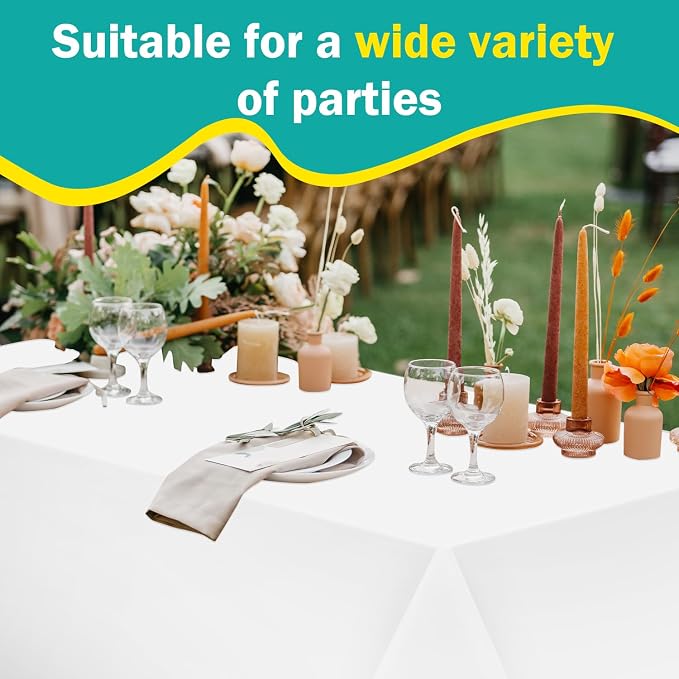 54 Inch x 300 Feet White Plastic Tablecloth Roll Disposable Table Cloth with Cutter Box Plastic Table Cover for Party - Image 5