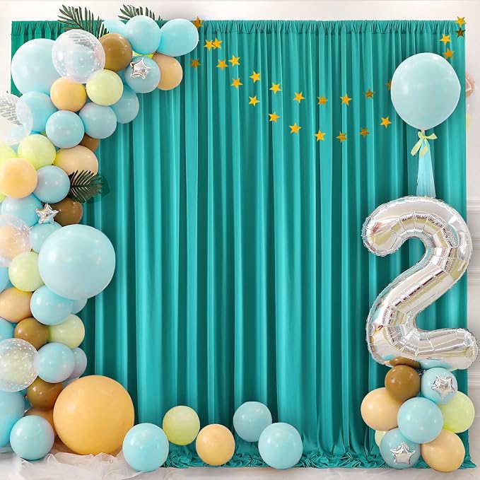 10x10ft Turquiose Backdrop Curtains for Parties, 2 Panels 5x10ft Wrinkle-Free Polyester Background Curtains for Wedding, Birthday, Baby Shower,Graduation, Decorations - Image 6
