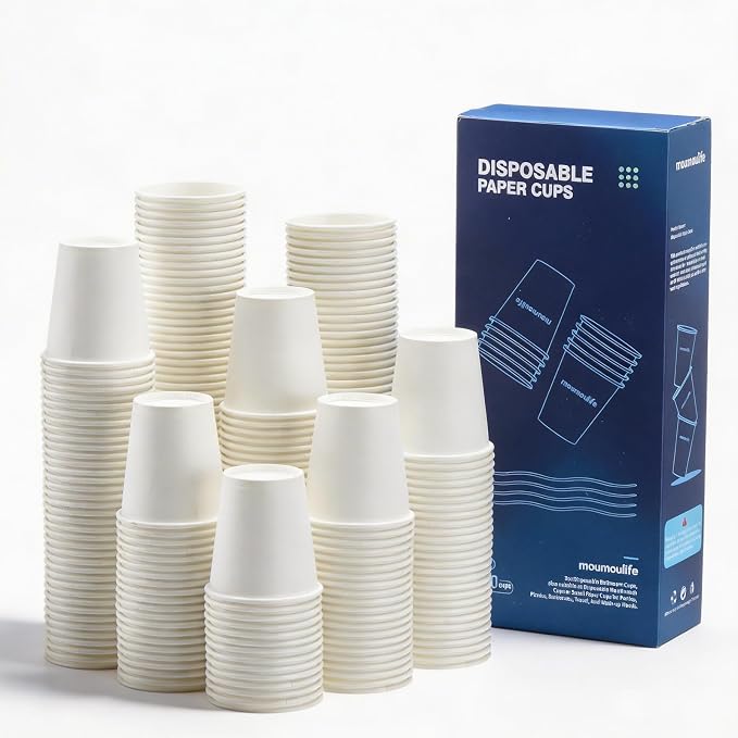 MOUMOULIFE Disposable Paper Coffee Cups 3 oz 1000 Count, Bathroom Cups, Small White Mouthwash Cups, Ideal for Parties, Bathroom Use, Picnics and Travel by moumoulife