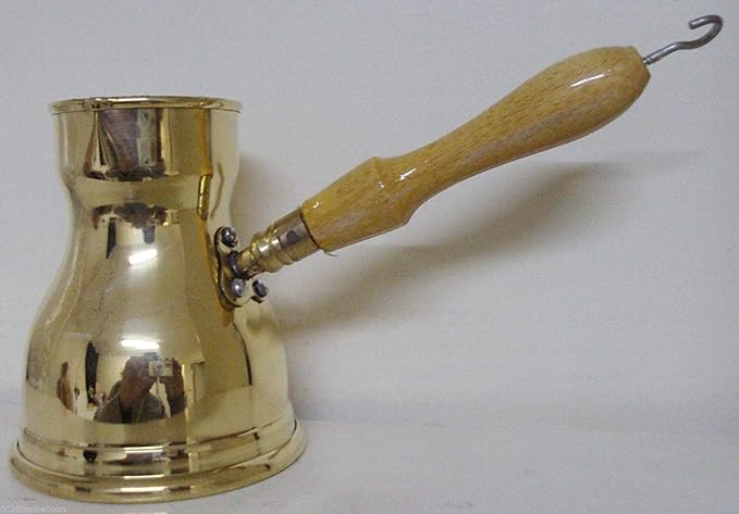1 Brass Copper Pot Ibrik Briki Turkish Greek Coffee Maker Jazva Cezve Jezve Turka Ararat Arabic Arabian Arabic With Wooden Handle Hand Hammered Handmade Egypt Egyptian Decanter Size No2 (2.70oz/80ml)
