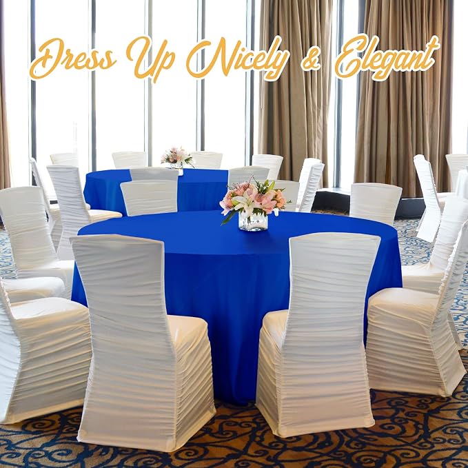 BRILLMAX 4 Pack Royal Blue Round Tablecloths 132 Inch for 72" Tables | 150 GSM Polyester Fabric, Floor Length Drop, Water, Stain & Wrinkle Resistant Cloth Cover for Wedding Reception Banquet Party - Image 8