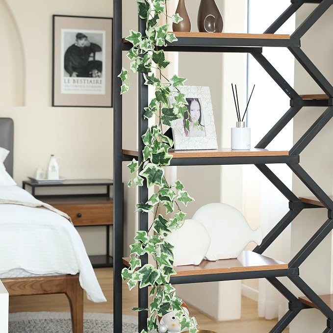 dallisten 3Strands Odorless Artificial Ivy Vines Kit, 71" Silk Ivy Garland | Fake Hanging Plants Greenery Leaves Decoration for Bedroom, Windows, Walls, Wedding, Outdoor Decor (Green White Ivy) - Image 6