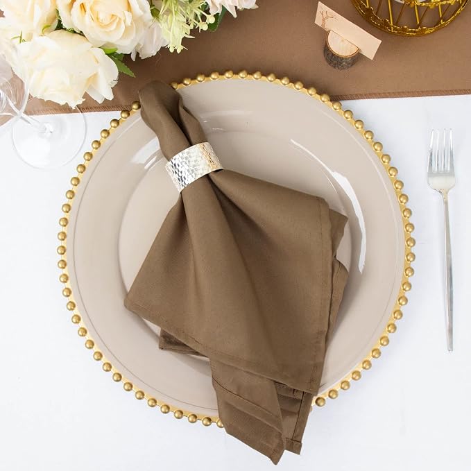 Tableclothsfactory Premium Pack of 5 Premium Taupe 20" x 20" Washable Polyester Napkins Great for Wedding Party Restaurant Dinner Parties - Image 8