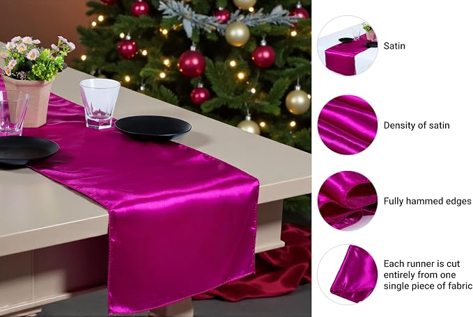 Satin Table Runners 12 x 108 Inch Long, Charmeuse Sateen Silk Runners Wedding Reception Birthday Graduation Engagement Party Hotel Restaurant Banquet Decoration-Magenta Violet - Image 6
