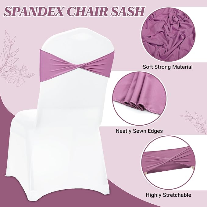 VDS Pack of 25 PCS | Dusty Pink | Spandex Chair Sashes Bows Without Buckle | Stretch Elastic Banquet Universal Folding Chair Band Tie with for Wedding Party Conference Celebration Event Decoration - Image 4