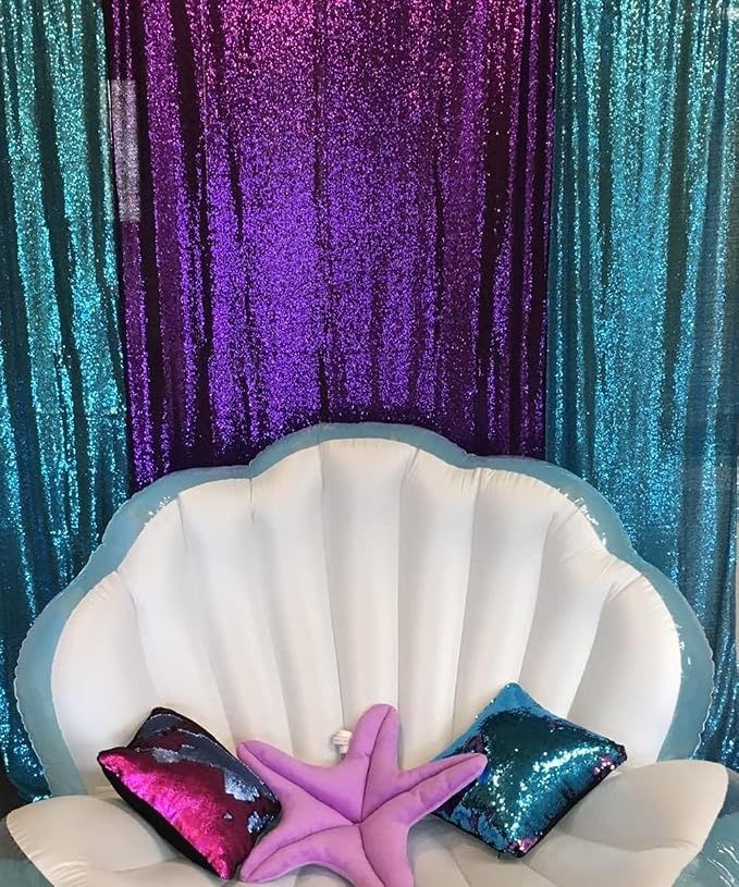 Poise3EHome Teal Sequin Backdrop Curtains, 4 PCS 3FT x 8FT Sequin Panels for Backdrop,Sequence Wedding Party Background Drapes - Image 4