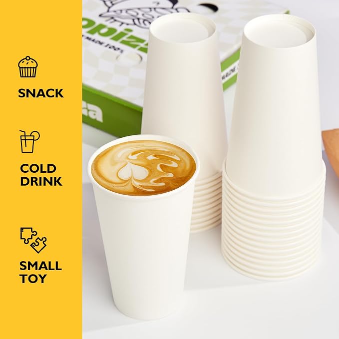 RACETOP 16 oz Coffee Cups, 200 Pack, Disposable Paper Hot Coffee Cup | Thickened Paper, Leak-proof, BPA-free, Ideal for Daily Use, Coffee Shop, Party, Travel, Picnic, Events - Image 6