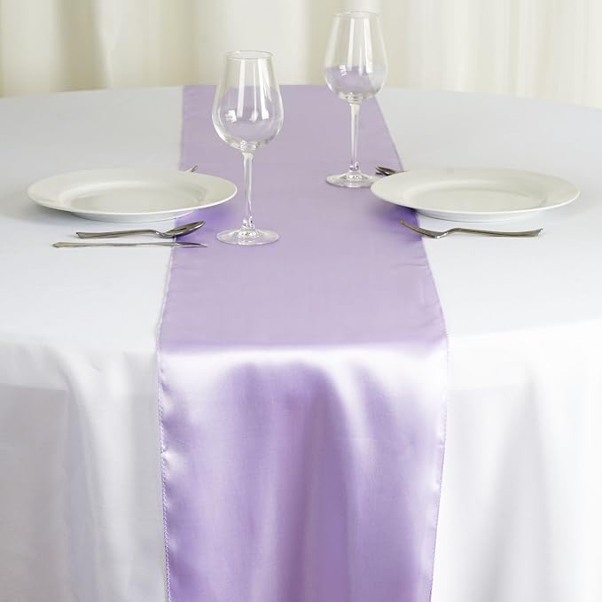 Balsa Circle 6 pcs 12 x 108 inch Lavender Satin Table Runners Wedding Table Top Party Supplies Reception Linens Decorations - Image 4