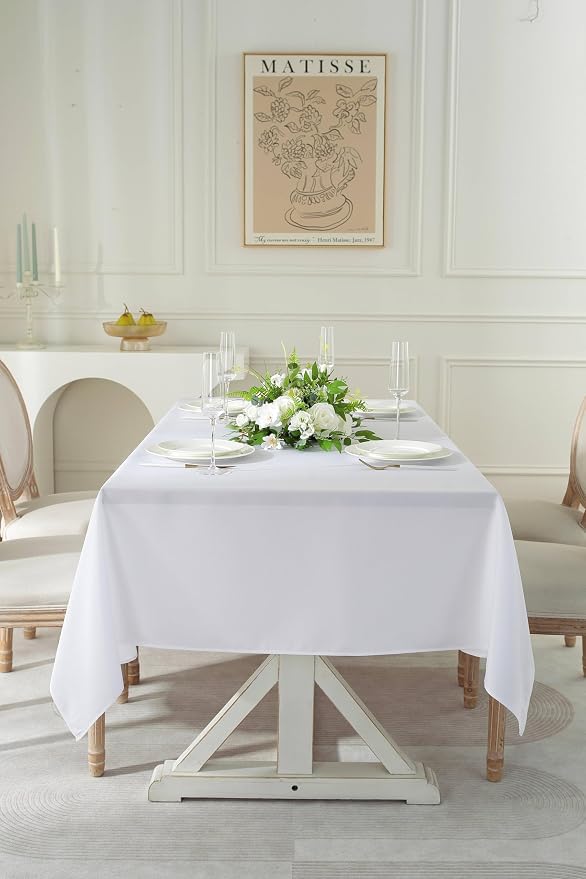 10 Pack Rectangle Tablecloth, 60 x 84 Inch White Tablecloth, 4ft Rectangle Table Cloth, Polyester Fabric Washable Tablecloth for Home, Party, Wedding or Restaurant Use. - Image 5