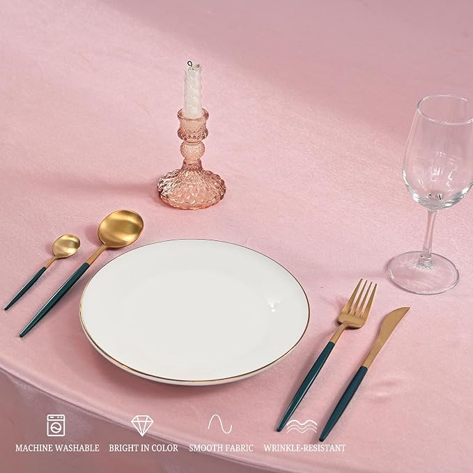 12 Pack 120 Inch Round Satin Tablecloth, Rose Gold - Image 7