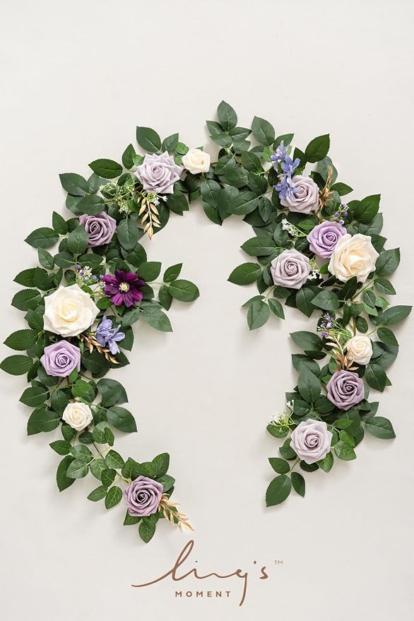 Ling's moment 5 FT Purple Artificial Flower Garland | Lilac Floral Garland, Flower Vines, Wedding, Arch Flower, Table Centerpieces, Swags, Backdrop, Mantel, Welcome Signs - Image 4