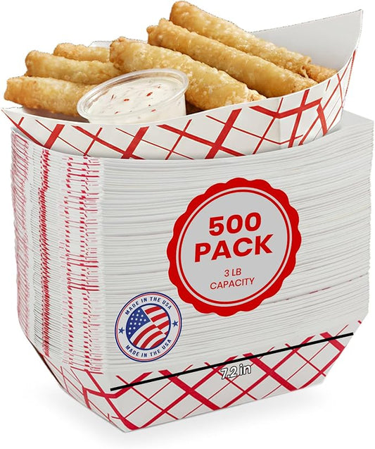 MT Products Plaid Hot Dog Trays 3 lb. - Disposable Paper Food Tray (Pack of 500) - Made in USA by MTProducts