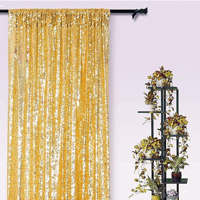 2x8FT Gold Sequin Backdrop Curtain for Party Decorations - Image 7